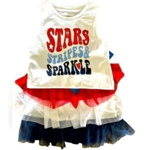 NWT - Americana 2 piece Girls Set Tank and Tutu Skirt - Size 6x